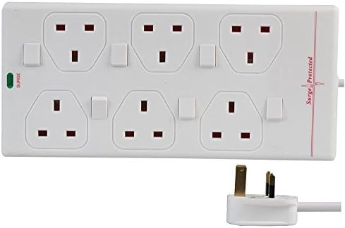 Pro Elec EXTENSION LEAD SURGE SWITCHED 6G WHT 10M