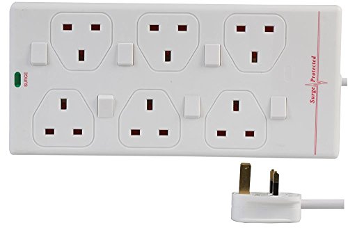 Pro Elec EXTENSION LEAD SURGE SWITCHED 6G WHT 10M