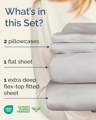 Image of Flex Top Split Head King Sheet Set - 4 Piece Extra Deep - French Grey