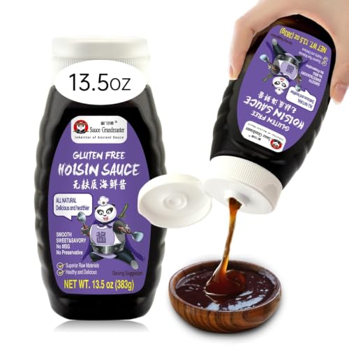 Image of Gluten Free Hoisin Sauce for Stir Fry, Clean Ingredients, Sauce Grandmaster | Authentic Chinese Hoisin Sauce, 20 Calories Per Serving, No Preservatives, Easy-Squeeze Bottle For Stir-Fries, Bbq & Dipping