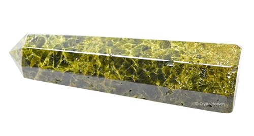 Image of Crystal Heaven Certified Green Tourmaline In Matrix Tower Obelisk Point For Chakra, Healing And Balancing - Aaa Grade Original Certified Gemstone Agate For Reiki Meditation Yoga Spiritual (2-3 Inches)