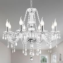 Baotree Modern Elegant 8 Lights K9 Crystal Glass Chandelier Pendant Ceiling Lighting European Style for Dining Living Room Bedroom Transparent, 8 E12 Bulbs Required