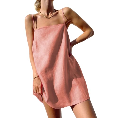 Elegant Summer Linen Mini Dress – L
