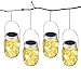 GARLLEN Lampa solarna, 4 x solarna Mason Jar lampa LED, słoik na przetwory, lampa solarna do użytku na zewnątrz, dekoracja ogrodu, na święta Bożego Narodzenia, imprezę, słoiki na przetwory, wodoszczelne IP65, do ogrodu, lampa wisząca, ciepła biel