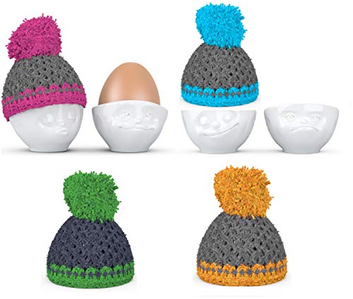 Colour-up Eierbecher 4er Set KÜSSEND, VERTRÄUMT, GLÜCKLICH; HMPFF mit 4 Mützen - Fiftyeight Products Cover