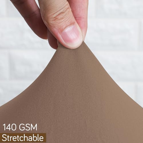 Image of HOKIPO 'SereneSolids' 140 GSM Office Chair Cover for Task Chair - Stretchable Fabric, Washable & Anti-Slip - Fits Small Office Chairs Without Headrest, Dark Camel (AR-5224-DCML)