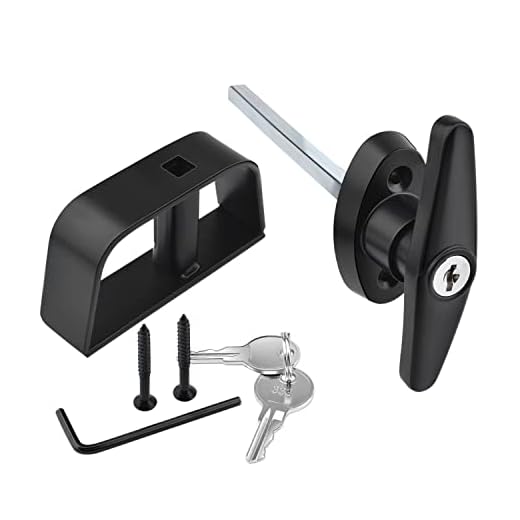 Shed Door T-Handle Lock Kit 4½" and 5½" Stem with 2 Keys for Storage Shed Door Barn Playhouse and Chicken Coop Door Lock Replacement (5-1/2 Inch Stem)