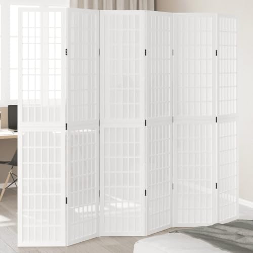 Vetnasa Biombo Separador de 6 Paneles Madera Maciza Paulownia Mobiliario, Divisores de ambientes 11,4 KG