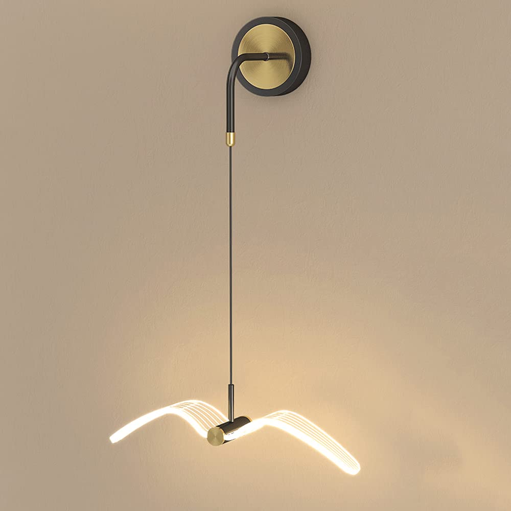 Apliques de pared LED modernos en metal dorado con diseño de gaviota