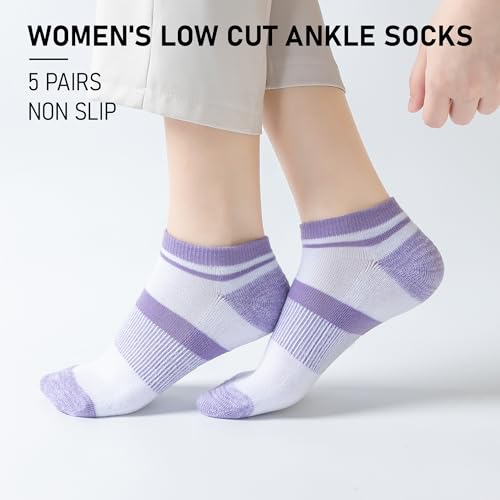 Womens Ankle Socks No Show Low Cut Socks 5 Pairs Seamless Lightweight Non Slip Cushioned Casual Socks for Women2
