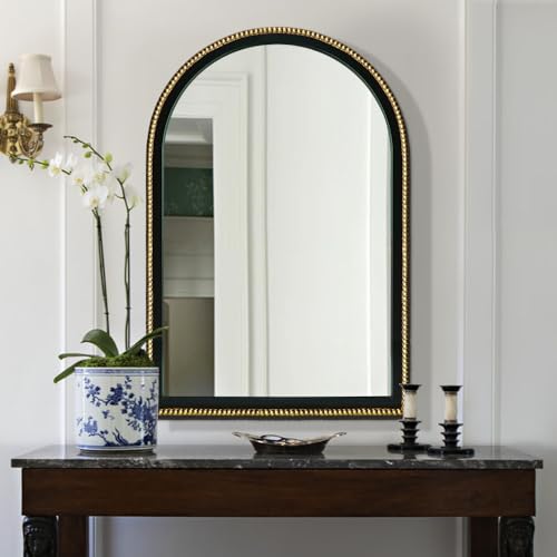 WAMIRRO Ornate Gold Mirror,Arched Black Morden Luxury Living Room Decorative Farmhouse Bathroom Mirorrs for Entryway Firplace Mantel Hallway 36"X24"