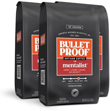 Bulletproof Mentalist Medium-Dark Roast Whole Bean Coffee, 12 oz (3-pack)