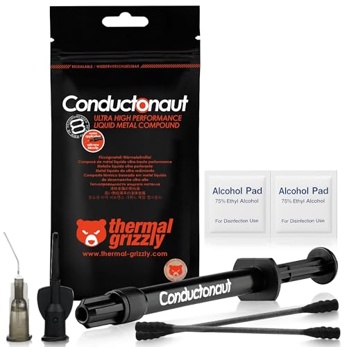Thermal Grizzly Liquid Metal Thermal Paste Conductonaut 1 Gram - Made in Germany Liquid Metal for PS5, CPU, GPU, Xbox, Game Consoles Best for Overclocking Premium Materials