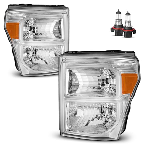 KarSpareHub Headlights Assembly with Bulbs for 2011-2016 Ford F250 F350 F450 F550 Super Duty Headlamp Replacement Driver & Passenger Side