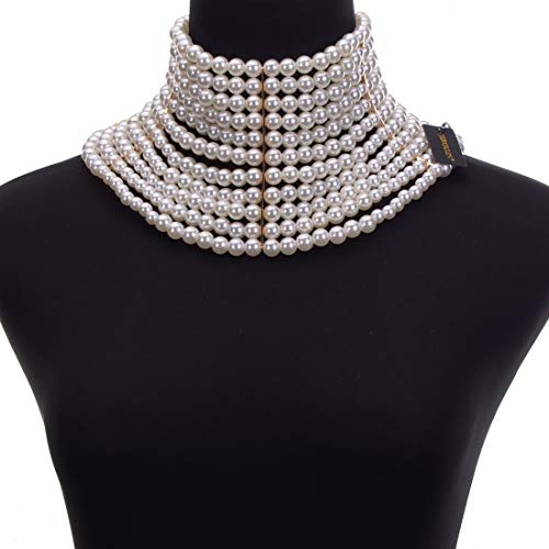 Chunky Statement Necklace, Simulated Pearls Bib Necklace Costume Novelty Fashion Jewelry… #TOP1