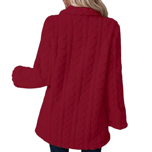 Fleece Jackets for Women Double Breasted Winter Coat Plus Size Casual Fuzzy Sherpa Jacket Wool Blend for Daily Outdoor2