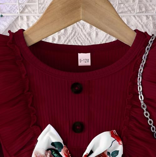 Image of Buy & Try Berry Lycra Girls Printed Frock, Full Sleeve, Soft Stretchable Fabric, Comfortable Party & Casual Wear Dress for Kids