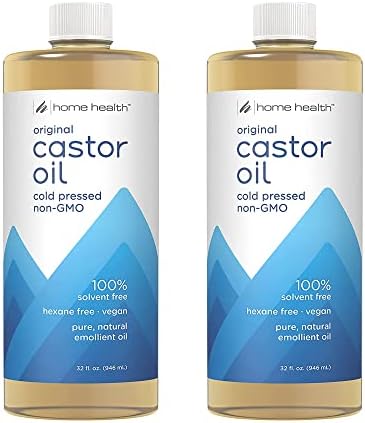 Home Health Castor Oil - 32 fl oz, Pack of 2 - Conditioning Oil for Body, Skin & Brows - Non-GMO, USDA-Certified Organic - Cold Pressed - Solvent & Hexane Free