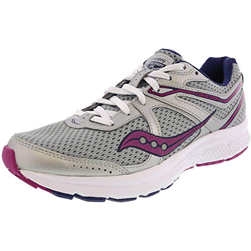 Saucony Women's Grid Cohesion 11 Grey/Navy/Purple Ankle-High Mesh Running Shoe - 9M