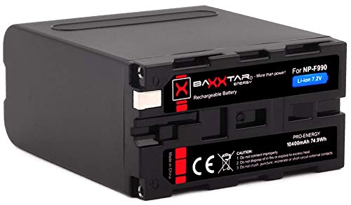 Baxxtar Pro - Vervanging voor Batterij Sony NP-F990 NP-F970 (ware 10400mAh) - LG-Cellen binnenin - Black Series -