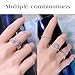 MDFUN 18K White Gold Plated Cubic Zirconia Three-in-One Halo Wedding Engagement Promise Eternity Ring for Women (8)