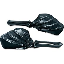 Kuryakyn 1758 Motorcycle Handlebar Accessory Skeleton Hand Rear View Side Mirrors, Black Stems/Black Heads, 1 Pair