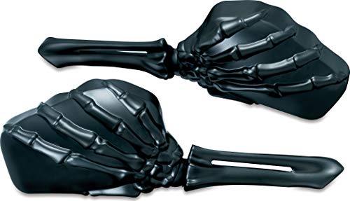 Kuryakyn 1758 Motorcycle Handlebar Accessory: Skeleton Hand Rear View Side Mirrors, Black Stems/Black Heads, 1 Pair #TOP23