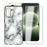 HGJTFANY Phone Case for OnePlus Ace 6T (6.83') with [2 x Tempered Glass Protective Film], Ultra-Thin Shockproof Bumper Cover Black Soft Silicone Case for OnePlus Ace 6T - Marble