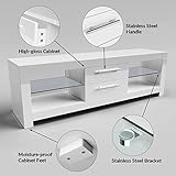 ELEGANT 1600mm Modern High Gloss White TV Stand Cabinet with LED Light for 22"-65" Flat Screen 4k TVs/Living Room Bedroom Furniture TV Cabinet with Shelves and Drawers for Media Storages - Image 4