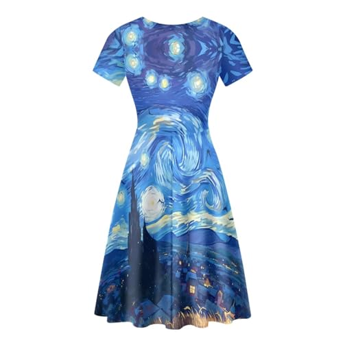 Image of Biyejit Women's Summer Casual Short Sleeve T-Shirt Swing Dress Crew Neck Plus Size S-4XL