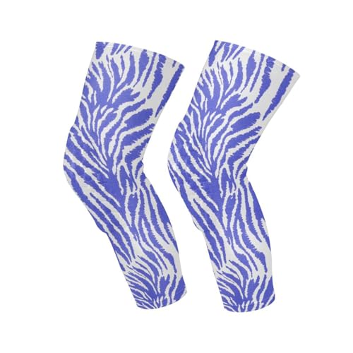 JUNZAN Zebra Print Blue Basketball Knee Pads for Youth Kids Wrestling Knee Pads with Sleeves Sport Kneepads for Volleyball Football