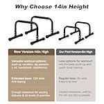 TABEKE Push Up Bar, 14'' High Steel Parallettes & Dip Bar with Full Coverage Foam Handle, Heavy-Duty Calisthenics Parallel Bars for L-Sit, Dips, Home Gym Strength Training Workout - Image 3