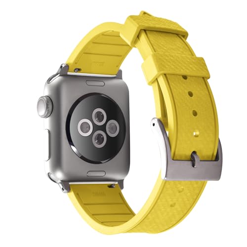 PTFULUOS FKM Rubber Watch Bands for Apple Watch - Compatible with 38/40/41/42/44/45/46/49mm Strap - Sport Replacement Wristbands for iWatch Series 9/8/7/6/5/4/3/2/1 Ultra SE Men Women (Yellow, 38mm/40mm/41mm/(42mm series 10)) - image 1