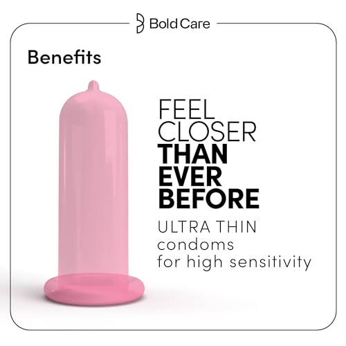 Image of Bold Care 404 Super Ultra Thin Strawberry Flavored Condoms For Men - 60 Microns - 10 Units + Bold Care Vibe - Natural Personal Lubricant for Men & Women - Premium Strawberry Flavour - 100 ml - Combo
