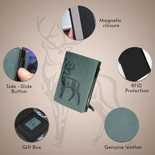 Image of The X Project Staggo Trifold Wallet | Premium Genuine Leather | Aluminium Cardholder | Side Slide Pop-Up Card Ejector | Carry Up to 6 Cards and 1 Slot for Carrying Cash & Folded Bills (Blue)