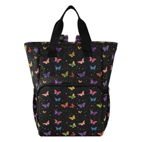 Sac à dos à langer étanche grand format Mnsruu papillon coloré pour parents