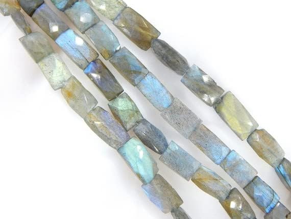 Fil de labradorite naturelle rectangle facettée, pierre pour création de bijoux DIY