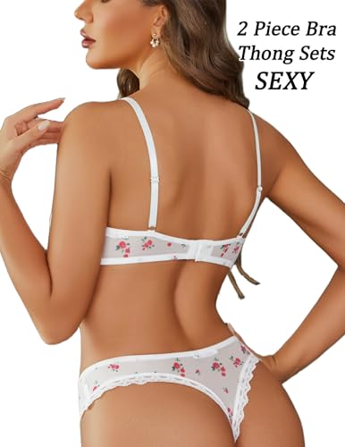 Image of Avidlove Wireless Lace Lingerie Set Floral Print Bra and Panty Sets 2 Piece