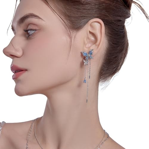 Delicate butterfly fringe chain earrings Stylish women's earrings temperament of women accessories2