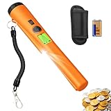 RoserRose Pinpointer Metalldetektor – Metalldetektor Klein IP66 Hand mit LCD-Display, LED-Leuchte & Audioalarm, Pin Pointer Metallsucher für Präzises Aufspüren von Gold, Münzen und Metall - Orange