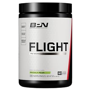 BARE PERFORMANCE NUTRITION BPN Flight Pre Workout, Supports Energy and Mental Focus, Improved Endurance & Muscle Pumps with CarnoSyn® Beta Alanine, Prickly Pear, 30 Servings