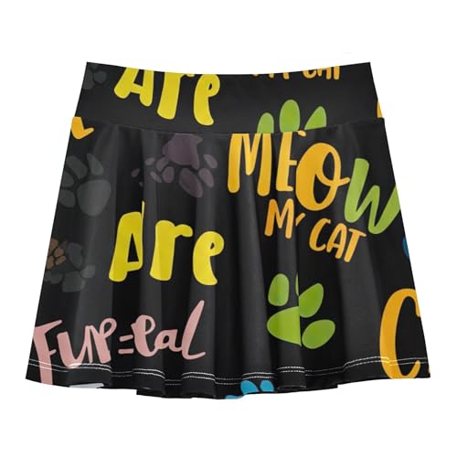 Girls Skorts Athletic Shorts Colorful Cat Paws Toddlers Tennis Skirts Cute Comfy Pleated Skort 3t