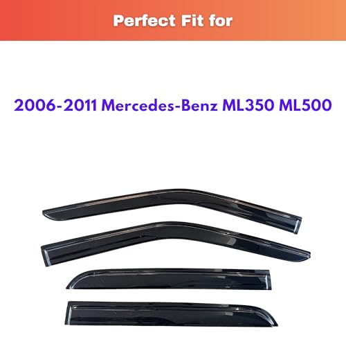 Image of KPY Rain Guards Fit for 2006-2011 Mercedes-Benz ML350 ML500, Out-Channel Window Visors Vent Wind Deflectors 4PC, Car Accessories for 06-11 Mercedes Benz ML Class