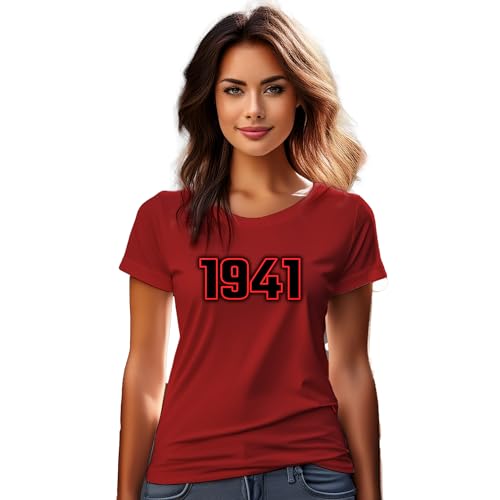 T-shirt 1941 rouge femme look decontracte pour sortie week-end