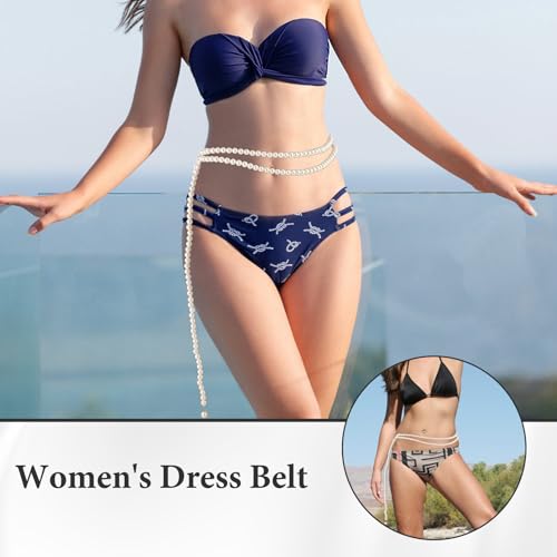 panthra Pearl Belts for Women,Pearl Waist Chain Adjustable,for Dresses, Tops, & Beachwear,Elegant Wedding & Formal Accessory,for Summer Beach4