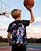 Neon Shirts for Boys Kids Astronaut T-Shirt Size 8-9T Space Galaxy Short Sleeve Tees Tops