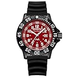TIME WARRIOR Military Watch Special Forces Luminous, Stainless Steel Tactical Night Watches for Men, Men's Watches. (Rubber Band Red Dial)