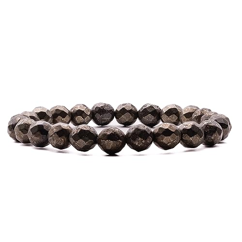 Image of Plus Value Original Pyrite Bracelet for Men and Women Money Magnet Crystal for Abundance, Wealth, Prosperity Natural Healing Stone (Beads 8mm)