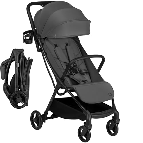 Lionelo Agia Silla de Paseo Ligera, Plegado Compacto con una Mano, hasta 22 kg, Posicion Tumbada, Asiento Grande, Amortiguacion, Gran Cesta, Ventilacion, Portavasos, Ajuste Facil Del Arnes