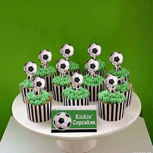 24 Pack Soccer Ball Cupcake Toppers Sports Theme Football Cupcake Food Picks Sport Balls Baby Shower Wedding Birthday Party Cake Decorations Supplies #TOP5